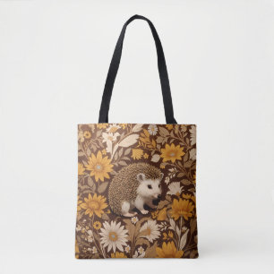 Sac fourre-tout floral marron hérisson inspiré de