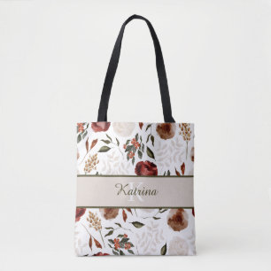 Sac fourre-tout floral monogramme