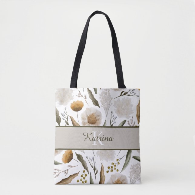 Sac fourre-tout floral monogrammé (Devant)