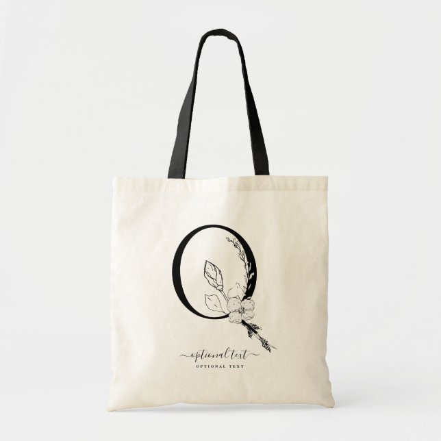 Sac fourre-tout Floral Monogramme personnalisé - L (Devant)