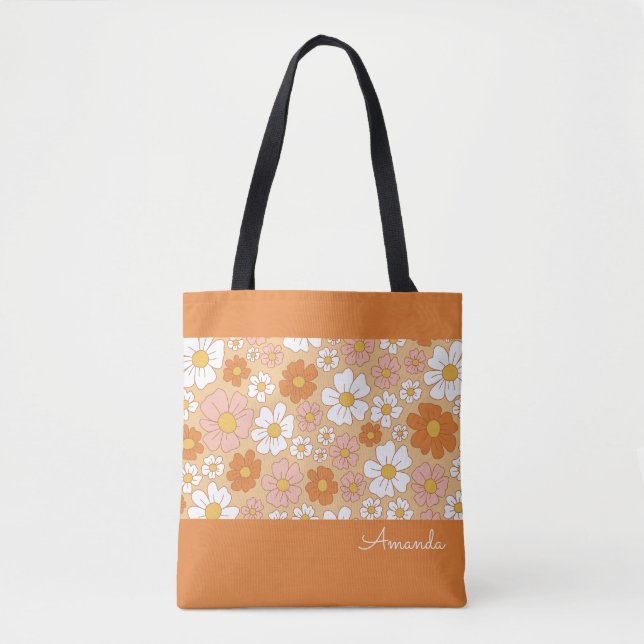 Sac fourre-tout Floral orange et blanc (Devant)