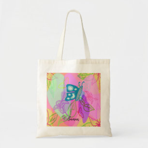 Sac fourre-tout floral papillon bleu