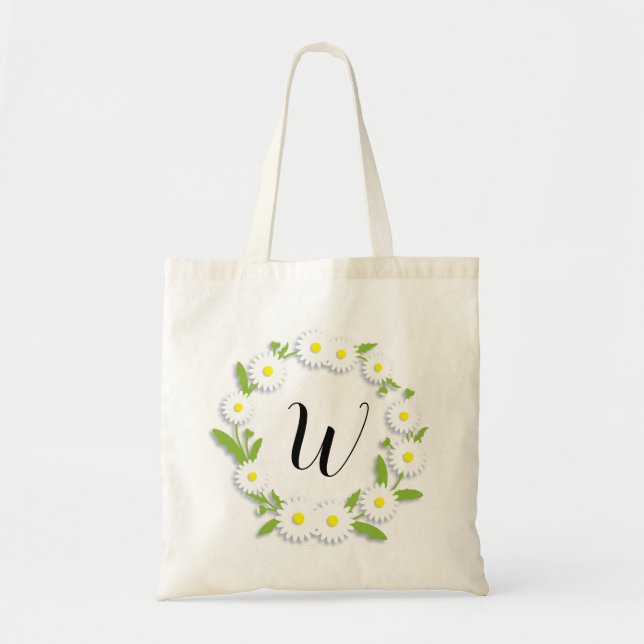 Sac fourre-tout floral personnalisé à marguerites (Devant)