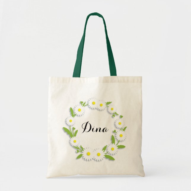 Sac fourre-tout floral personnalisé à marguerites (Devant)