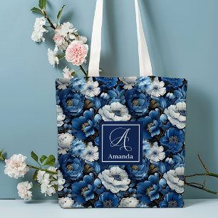 Sac fourre-tout floral personnalisé aux fleurs ble