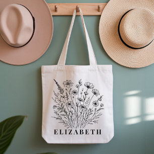 Sac fourre-tout floral personnalisé avec coquelico
