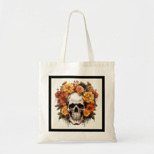 Sac fourre-tout floral personnalisé de crâne à suc