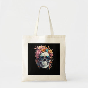 Sac fourre-tout floral personnalisé de crâne à suc