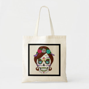 Sac fourre-tout floral personnalisé de crâne à suc
