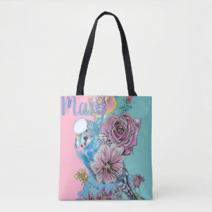 Sac fourre-tout floral Rose de Blue Budgie Budgies