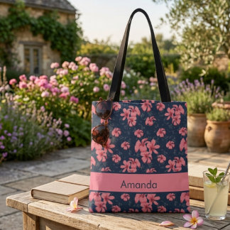 Sac fourre-tout floral rose poudré