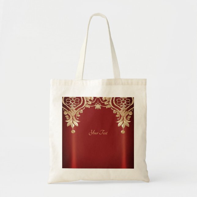 Sac fourre-tout Floral rouge or moderne (Devant)