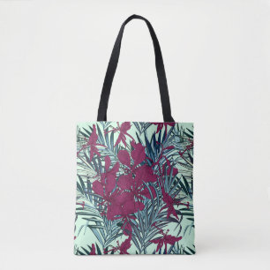 Sac fourre-tout floral tropical violet et marine