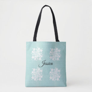 Sac fourre-tout floral Turquoise et blanc personna