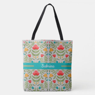 Sac fourre-tout floral vintage peint Monogrammé