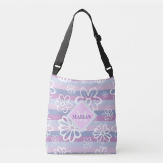 Sac fourre-tout Floral Violet Et Blanc Monogramme