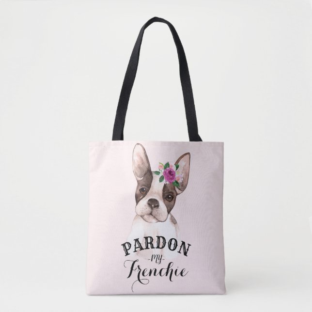 Sac fourre-tout français Bulldog - rose (Devant)