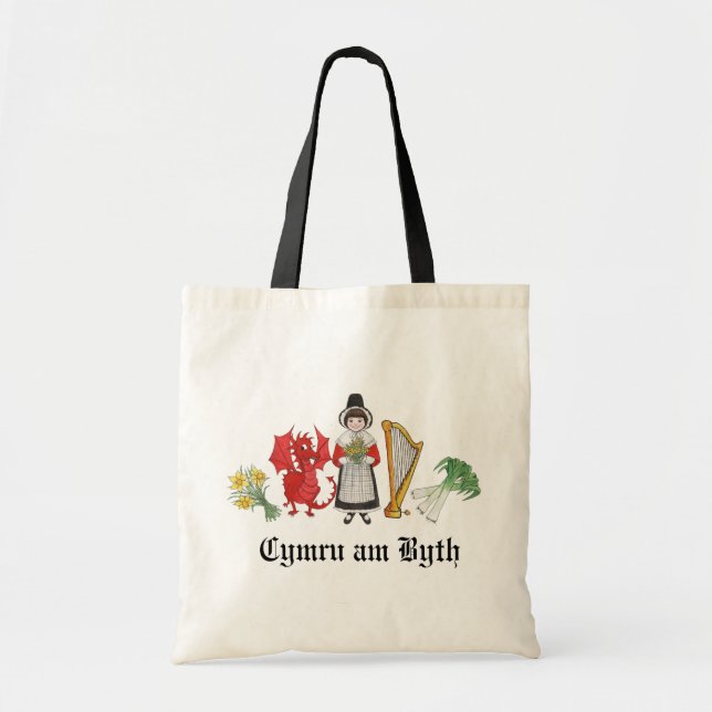 Sac fourre-tout Gallois, jonquilles, dragon, (Devant)