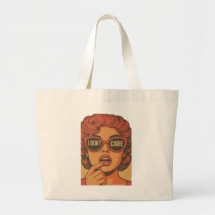 Sac fourre-tout géant rétro pop art 'I Don't Care'