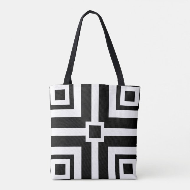 Sac fourre-tout géométrique noir et blanc chic (Dos)