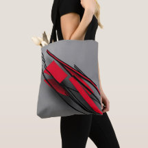Sac fourre-tout géométrique rouge et noir Abstrait