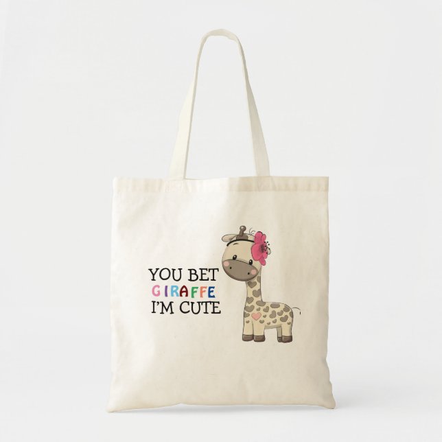 Sac fourre-tout Giraffe fille rose personnalisée (Devant)