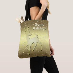Sac fourre-tout Golden Reindeer Snowy Holiday