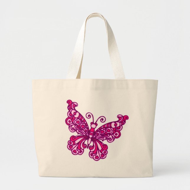 Sac fourre-tout graphique rose papillon (Devant)