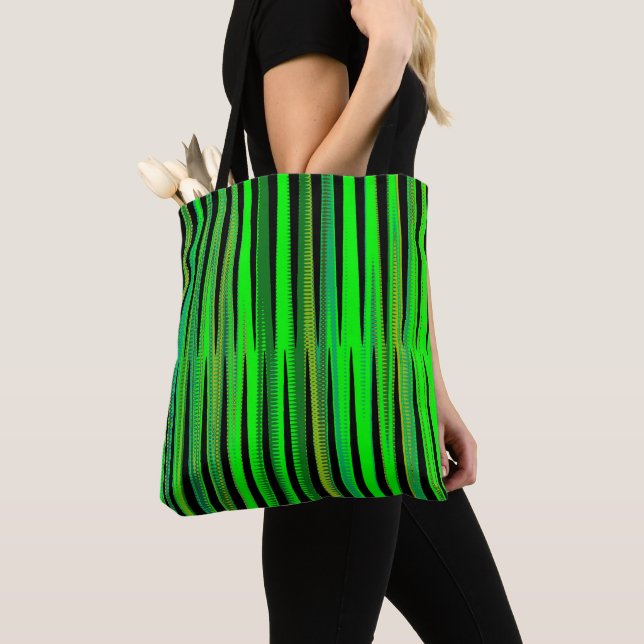 Sac fourre-tout Green Stripe Motif Shopping Cadeau (De près)