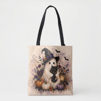 Sac fourre-tout Halloween fantôme chat noir sac de