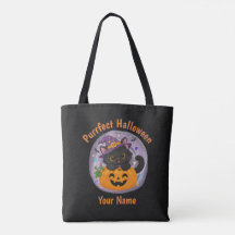 Sac fourre-tout Halloween personnalisé avec un cha