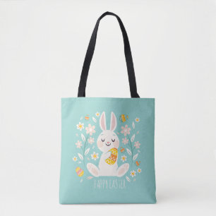 Sac fourre-tout heureux élégant au lapin de Pâques