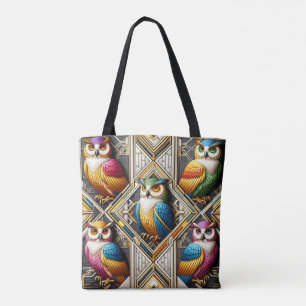 Sac fourre-tout Hibou arc-en-ciel Art déco