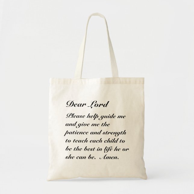 Sac fourre-tout inspiré à typographie de prière de (Devant)