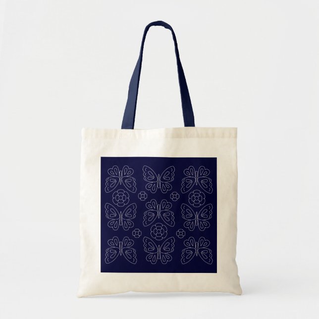 Sac fourre-tout japonais à Sashiko de papillon (Devant)