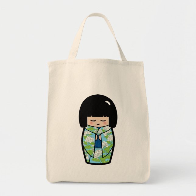 Sac fourre-tout japonais (bleu) à poupée de Kawaii (Devant)