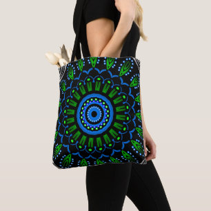Sac fourre-tout Jimette Design Mandala vert bleu