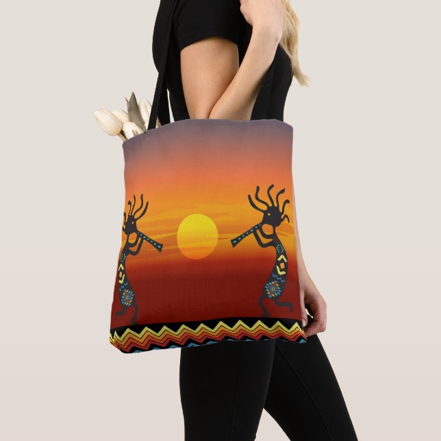 Sac fourre-tout Kokopelli amérindien réversible (De près)