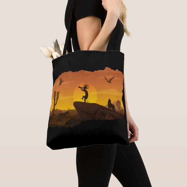 Sac fourre-tout Kokopelli amérindien réversible (De près)