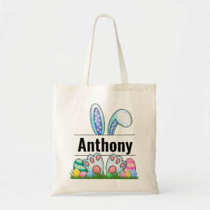 Sac fourre-tout lapin de Pâques personnalisé - Nom