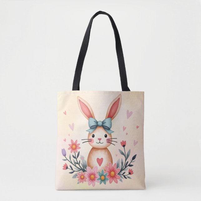 Sac fourre-tout lapin floral mignon (Devant)