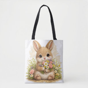Sac fourre-tout Lapin Mignon – Animal Floral Kawai