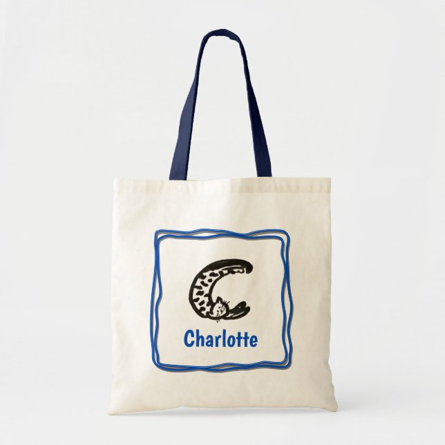 Sac fourre-tout - Lettre de chat C avec nom dans l (Devant)