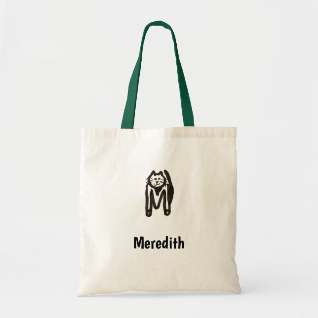 Sac fourre-tout - Lettre de chat M avec nom (Devant)