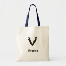 Sac fourre-tout - Lettre de chat V avec nom