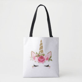 Sac fourre-tout Licorne Or Rose Floral Mignon Bran