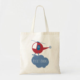 Sac fourre-tout livre hélicoptère enfants bleu rou