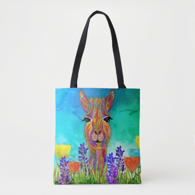 Sac fourre-tout Llama mignon et coloré (Devant)