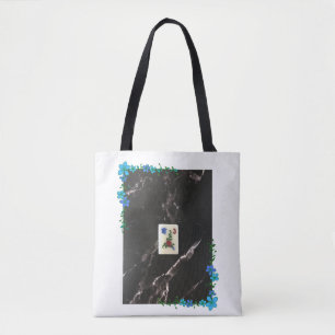 Sac fourre-tout Mahjong avec Accent Floral Bleu