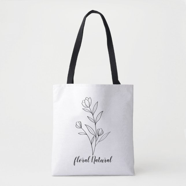 sac fourre-tout maquette avec fleur naturel (Devant)